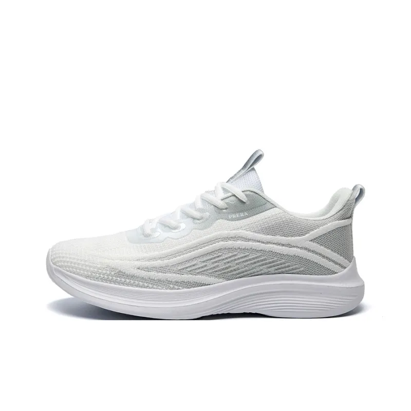 BIANSULONG Wear-Resistant Wide Coverage Lightweight Low-Top Casual Running Shoes Men's White Gray-0