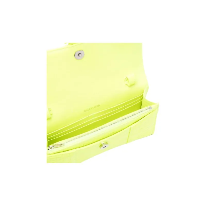 Balenciaga Hourglass Calfskin Shoulder Bag Crossbody Bag Wallet Women's Neon Green-3