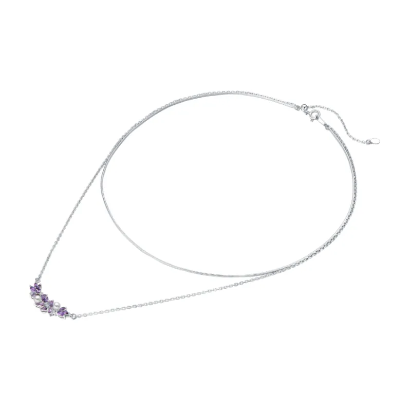 BABYBEI 925 Sterling Silver Shell Pearl Double Layer Fairy Snake Bone Unique Designer Necklaces Women's-1