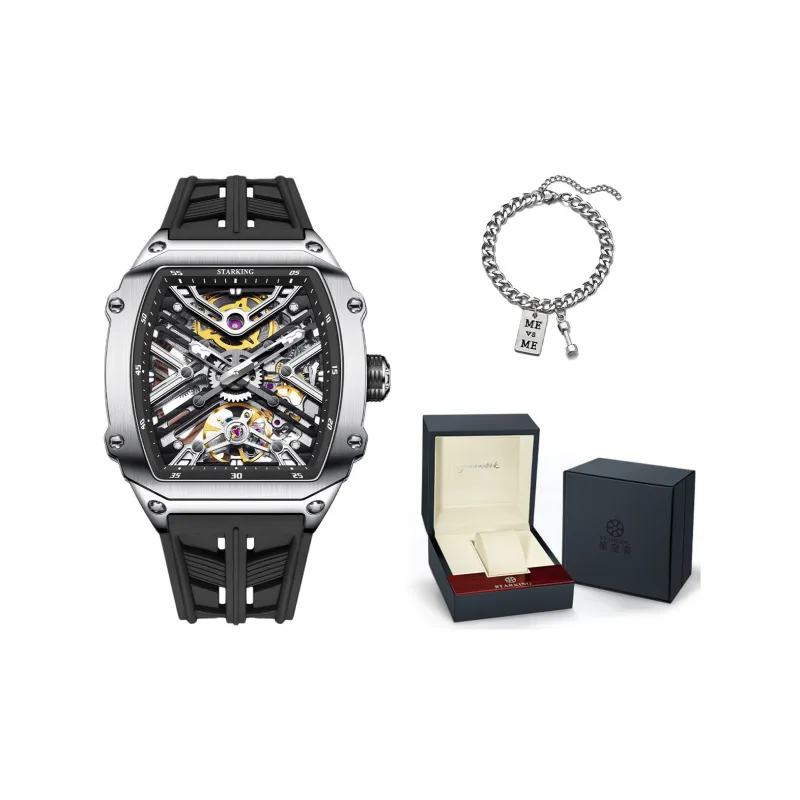 STARKING Steel Core Collection Mechanical Movement Silicone Strap Watch Men's Watches Black Dial-21