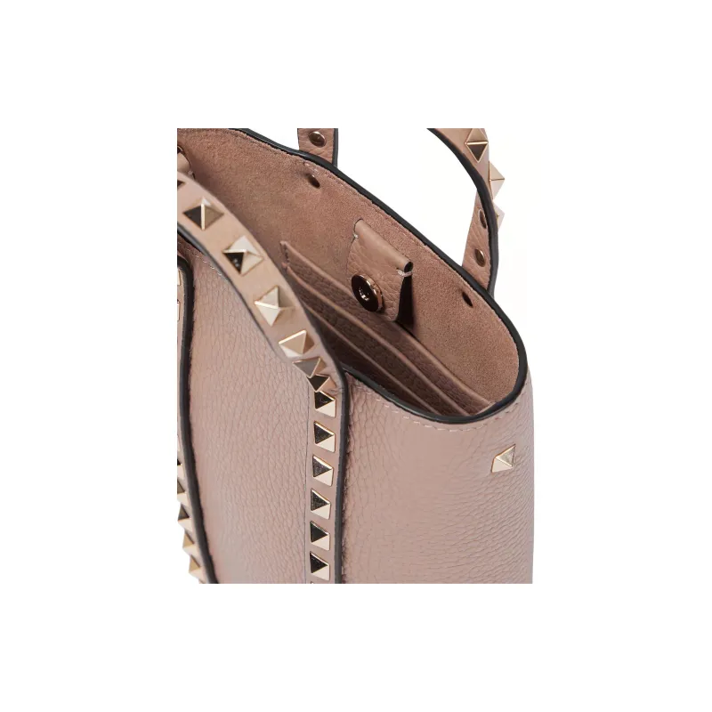 Valentino ROCKSTUD Leather Tote Bag Shopping Bag Handbag Shoulder Bag Women's Pink-2