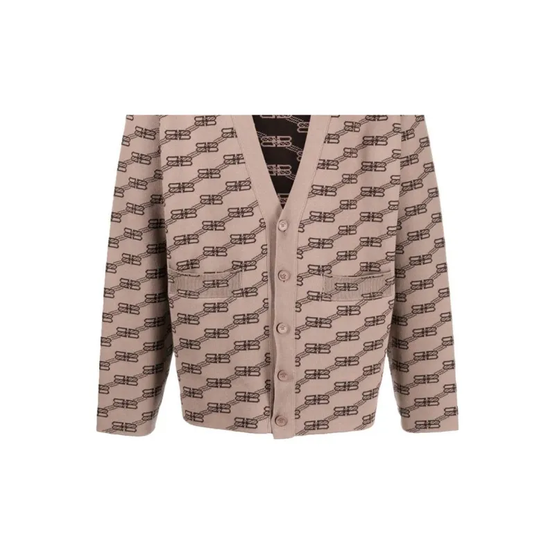 Balenciaga Logo Intarsia Knit Cardigan-5