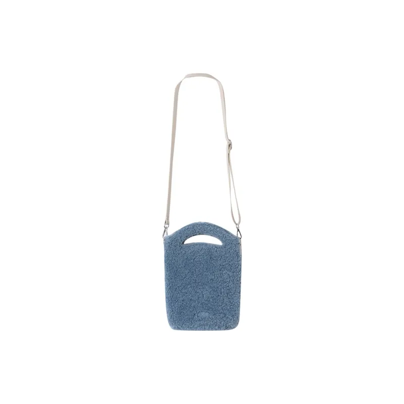 DANGEROUSPEOPLE Fabric Crossbody Bag, Shoulder Bag, Bucket Handbag Regular Unisex Blue/Ecru-1