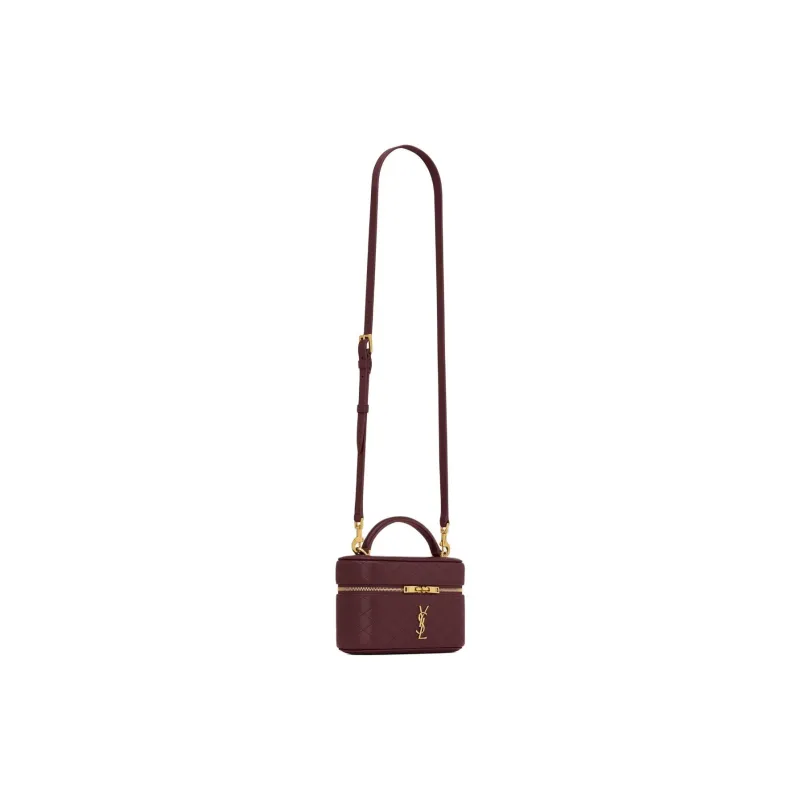 SAINT LAURENT Lambskin Portable Crossbody Bag, Shoulder Bag Women's Cabernet Sauvignon Red-1