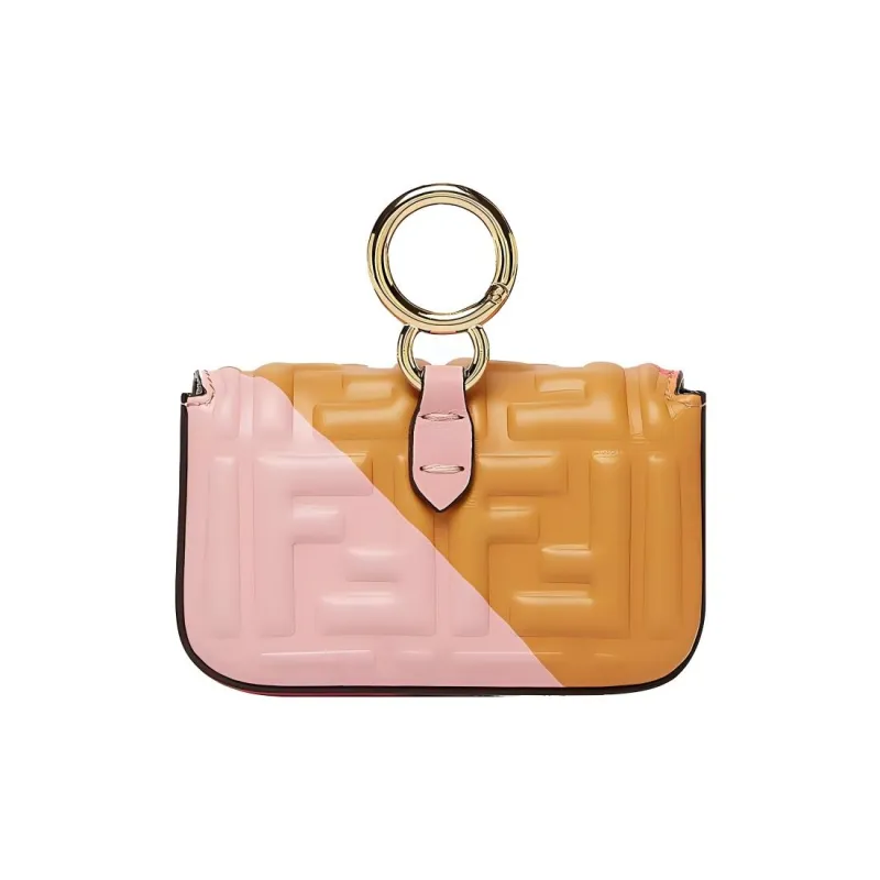 FENDI Sheepskin Baguette Bag Coin Purses Shoulder Bag Crossbody Bag Extra Mini Women's Brown/Fuchsia/Multicolor-2