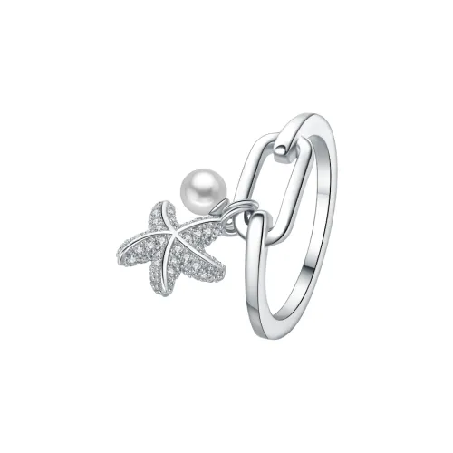 BABYBEI 925 Sterling Silver Pearl Dynamic Fresh Niche Individual Design Sparkling Ocean Style Rings Women's