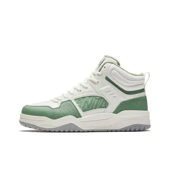 Anta Slam Wear Resistant Breathable Cushioning High Top Skateboard Shoes Women's White Green