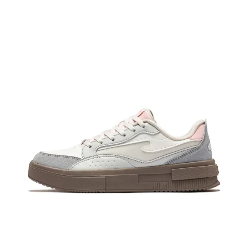 Erke Crane Wings Anti Slip Wear Resistant Low Top Skateboard Shoes Women's Microcrystal White White Mist Gray