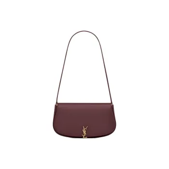 SAINT LAURENT Calfskin Shoulder Bag Women's Crimson Cabernet Red