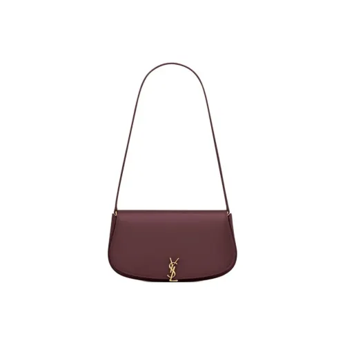 SAINT LAURENT Calfskin Shoulder Bag Women's Crimson Cabernet Red