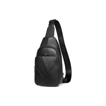BISON DENIM Cow Leather Shoulder Bag Crossbody Bag Sling Bag Regular Men's Black