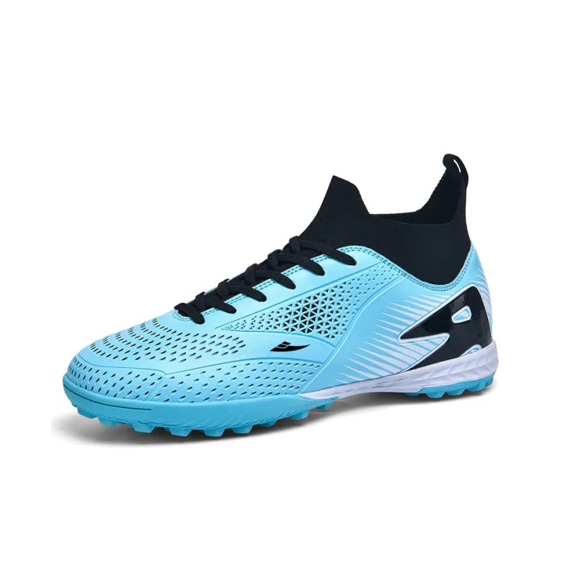 Kuding Soccer Shoes Unisex Mid Top Aqua/White Blue/Black Green-10