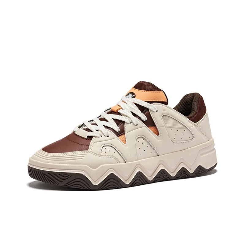 Erke Wander 2.0 Wear-Resistant Slip-Resistant Low-Top Skateboard Shoes Men's Mocha Egg Cream Gray-2