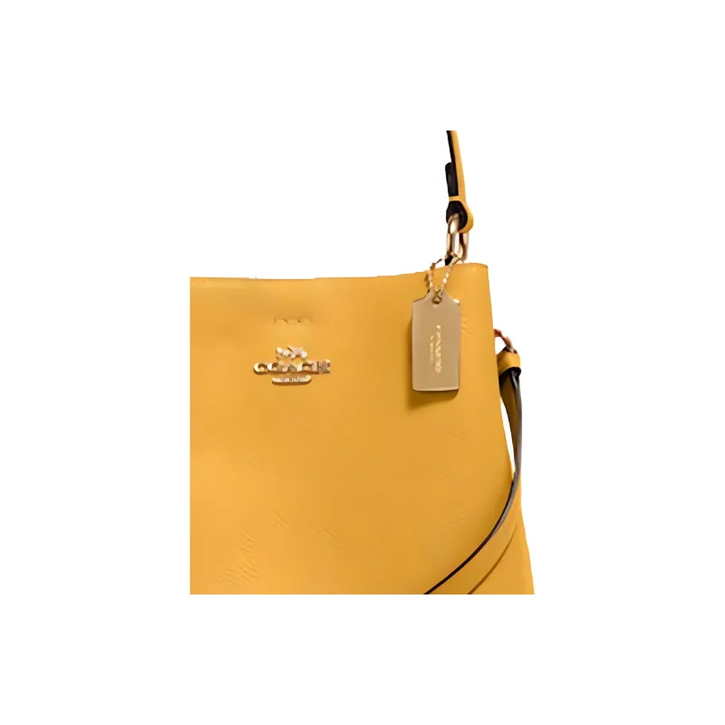 COACH Town Pebbled Leather Bucket Bag Portable Crossbody Bag Shoulder Bag Small Size Women's Yellow-3