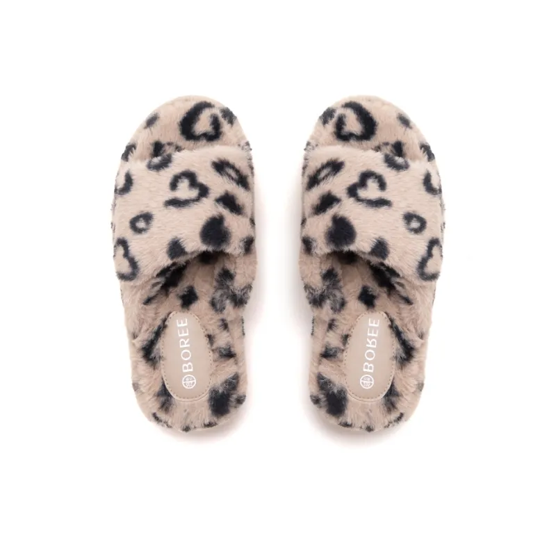 BOREE Slide Slippers Women's Leopard Print-3