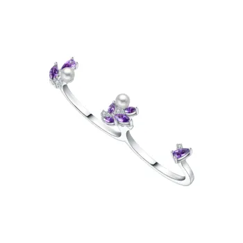 BABYBEI 925 Sterling Silver Shell Pearl Open Ended Purple Dreamy Unique Design Rings Women's