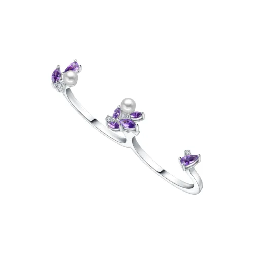 BABYBEI 925 Sterling Silver Shell Pearl Open Ended Purple Dreamy Unique Design Rings Women's