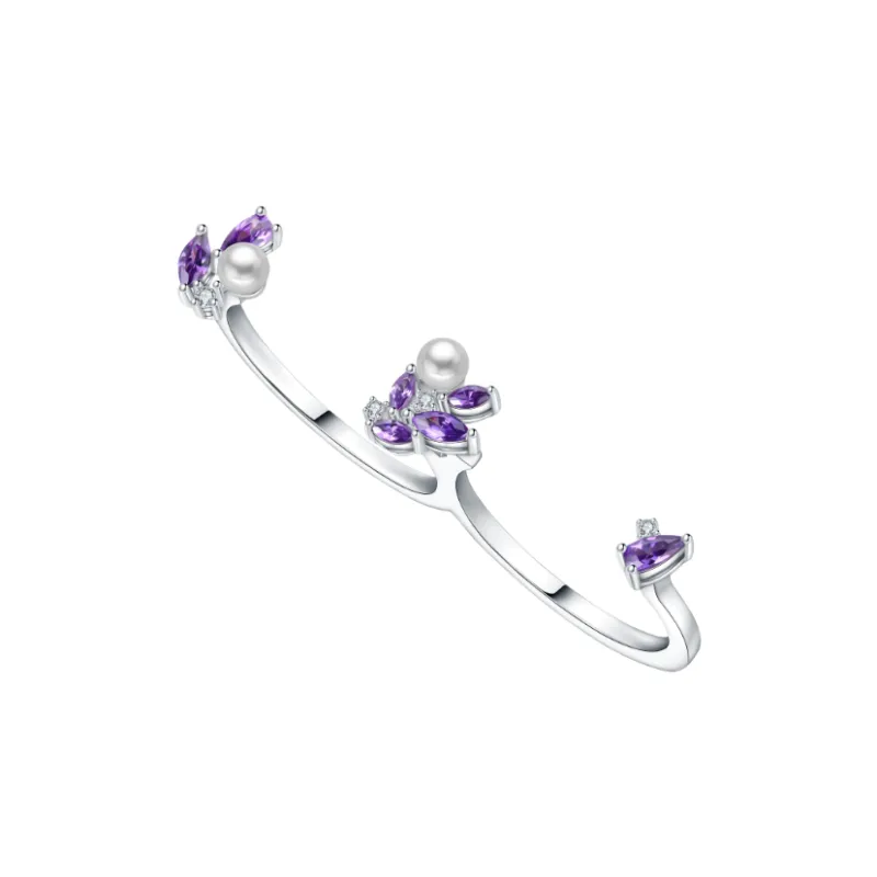 BABYBEI 925 Sterling Silver Shell Pearl Open Ended Purple Dreamy Unique Design Rings Women's-0