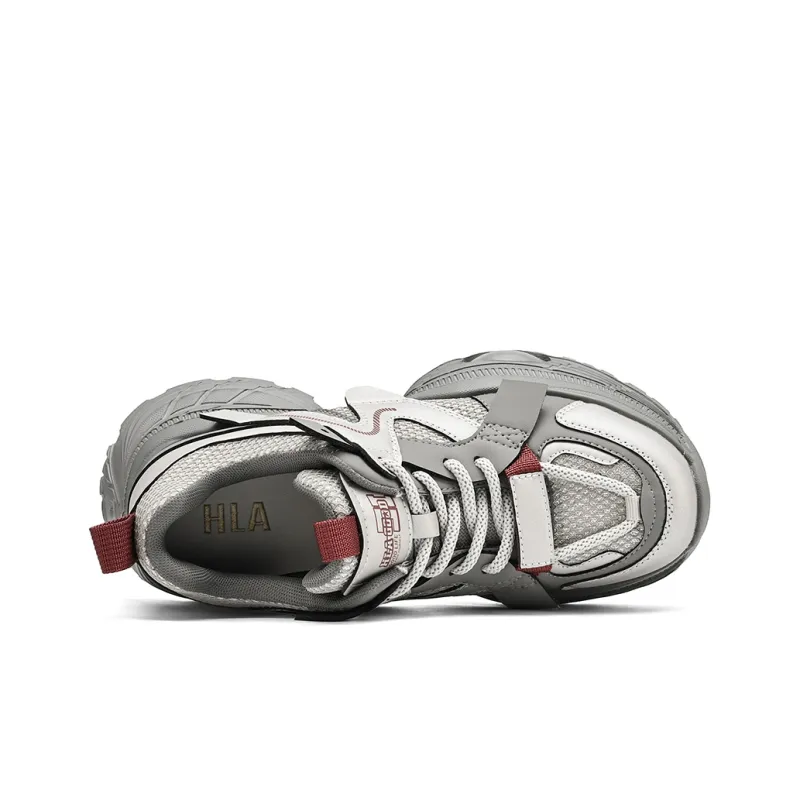 HLA Chunky Sneakers Women's Low Top White Black/Gunmetal-7