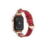 Four-Leaf Clover Leather Strap, Red