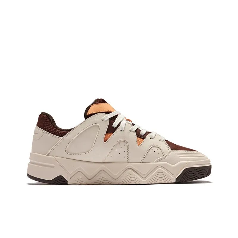 Erke Wander 2.0 Wear-Resistant Slip-Resistant Low-Top Skateboard Shoes Men's Mocha Egg Cream Gray-1