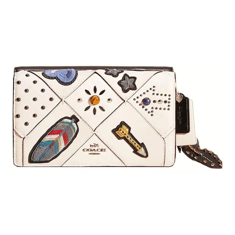 COACH Hayden Calfskin Clutch, Crossbody Bag, Shoulder Bag Trumpets Women's Chalk White-0