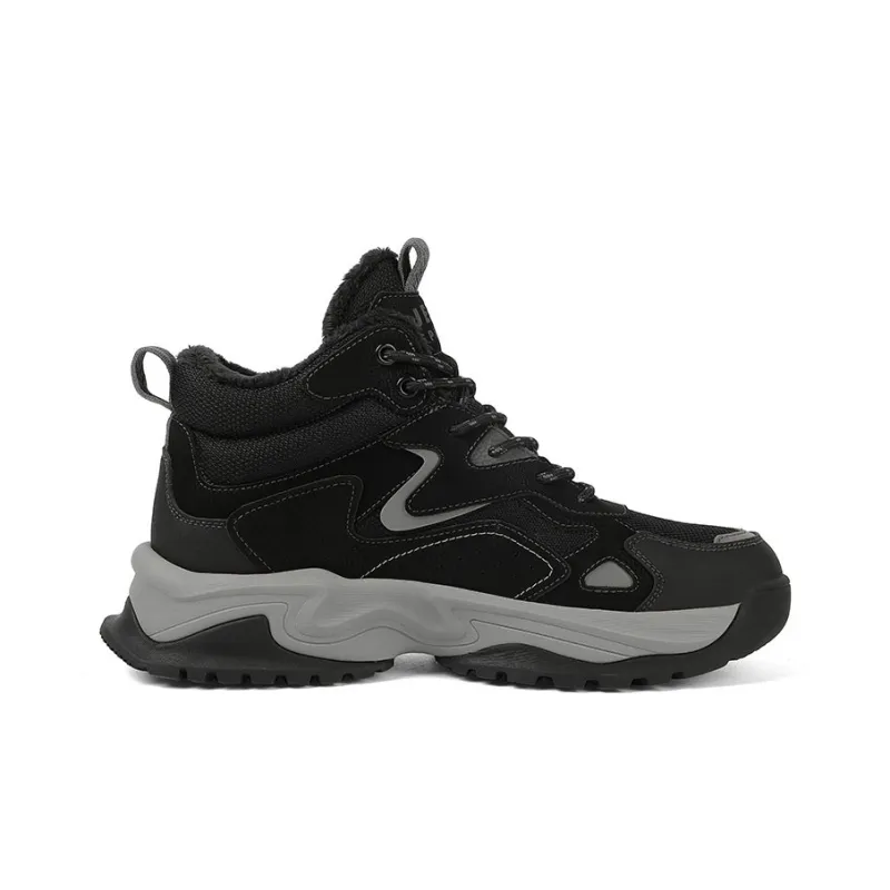 JEEP SPIRIT Black Warrior Thermal Abrasion Resistant Height Increasing Slip Resistant Mid Top Outdoor Boots Men's Black-1
