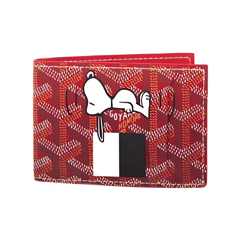 GOYARD Saint Thomas Canvas With Leather Dog's Teeth Wallet Unisex Red-1