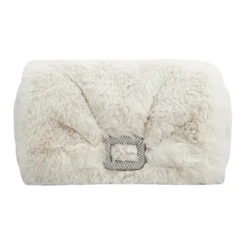 Roger Vivier Faux Fur Cell Phone Pouch Shoulder Bag Crossbody Bag Women's Ecru