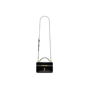 SAINT LAURENT Lambskin Makeup Bag, Shoulder Bag, Crossbody Bag, Handbag Women's Black