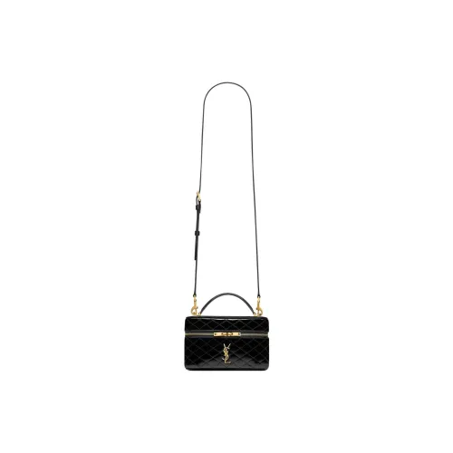 SAINT LAURENT Lambskin Makeup Bag, Shoulder Bag, Crossbody Bag, Handbag Women's Black