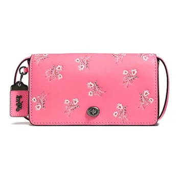 COACH Dinky Leather Small Square Bag Shoulder Bag Crossbody Bag Small Size Women's Pink