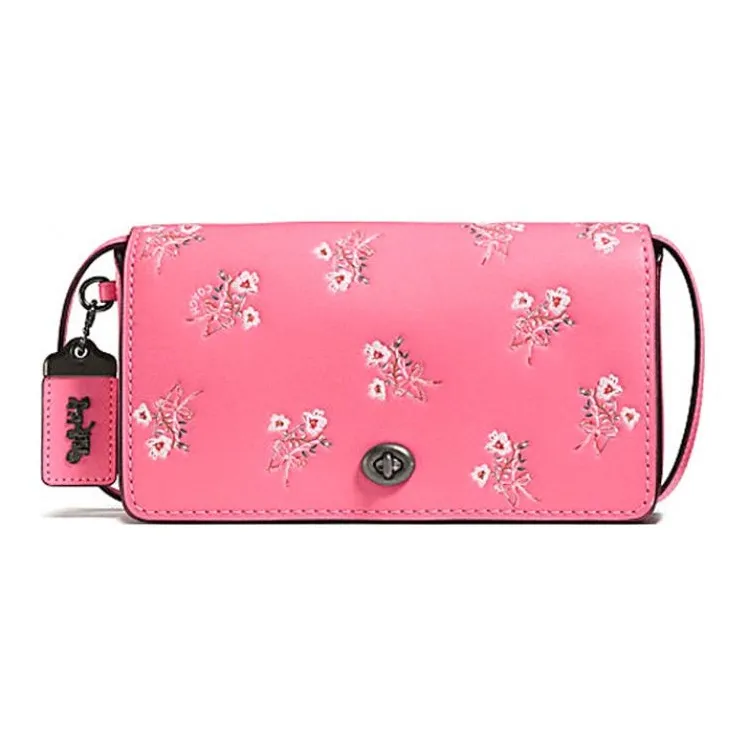 COACH Dinky Leather Small Square Bag Shoulder Bag Crossbody Bag Small Size Women's Pink-0