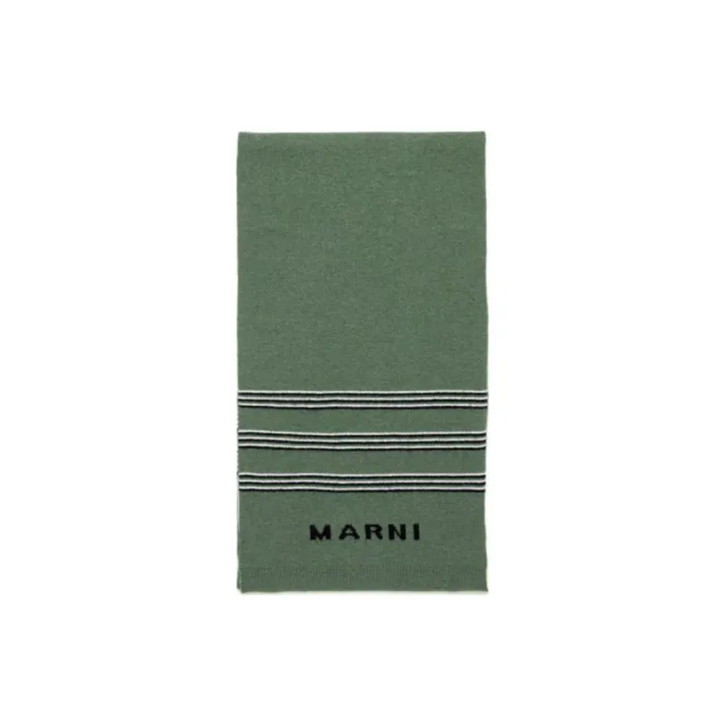 MARNI Logo Striped Knit Scarf-0