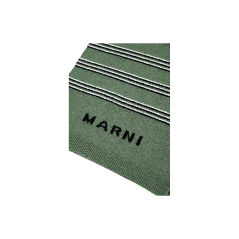 MARNI Logo Striped Knit Scarf-2