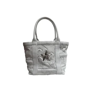 Chrome Hearts Star Leather Tote Bag Shopping Bag Handbag Regular Women's White