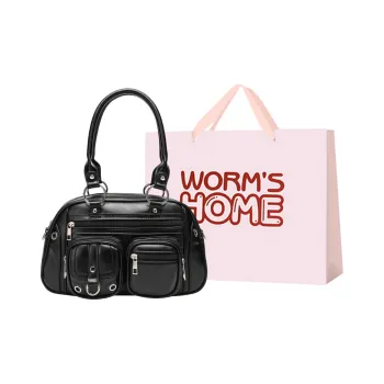 Worm's Home Artificial Leather Handbag Regular Women's Black