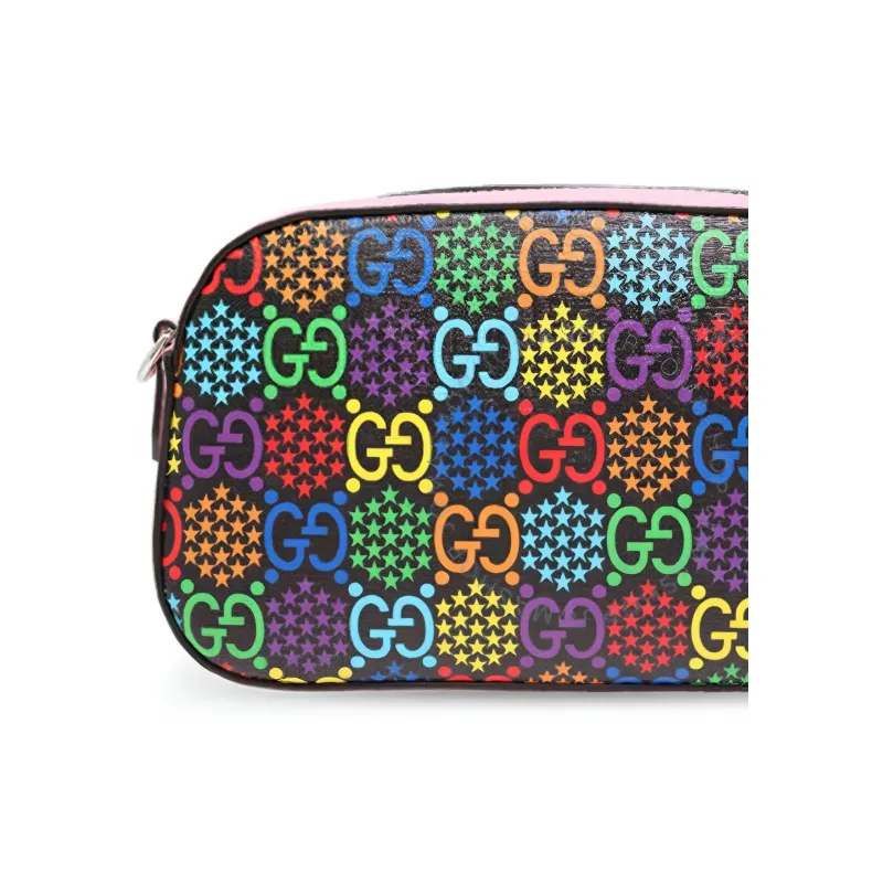 GUCCI Leather Camera Bag Shoulder Bag Crossbody Bag Small Size Women's Pink/Multicolor-3