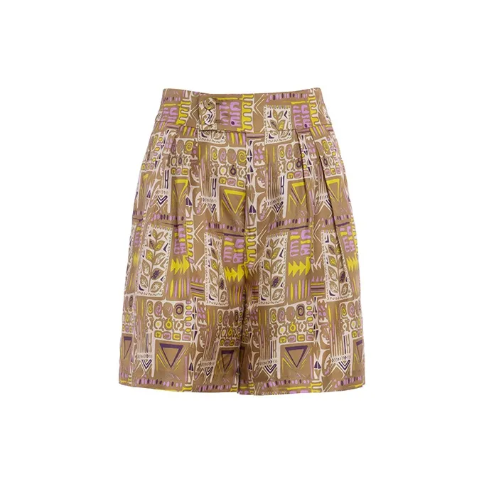 BESIONIA SS23 Casual Shorts Women's Brown Stripes-4