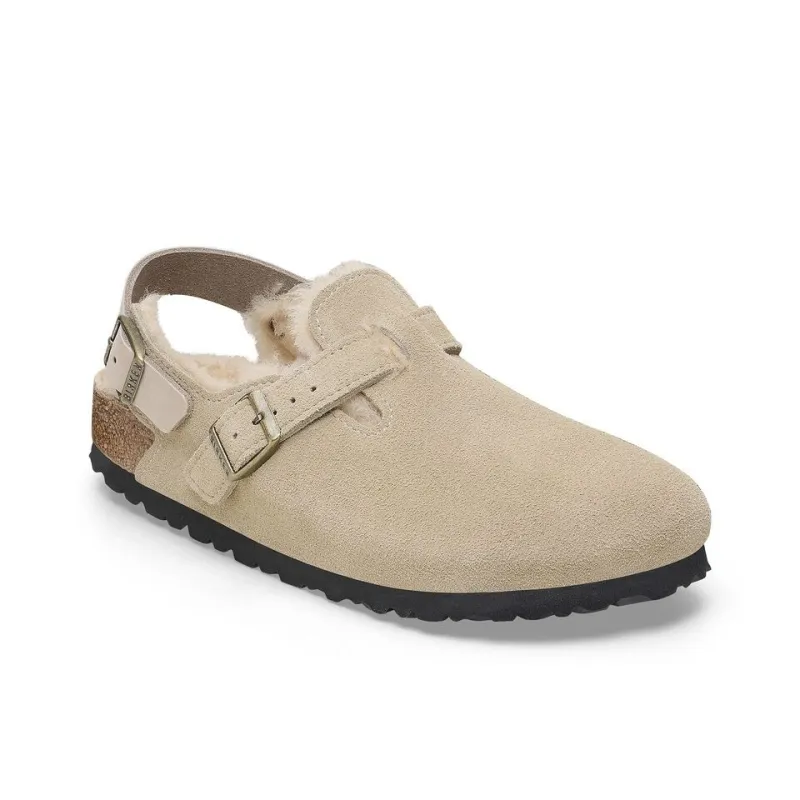 Birkenstock Tokio Shearling Low Top Casual Shoes Unisex Taupe Regular-1