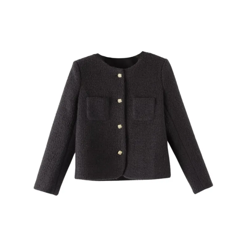 Late White Chanel Inspired Coats Women's Dark Gray-0