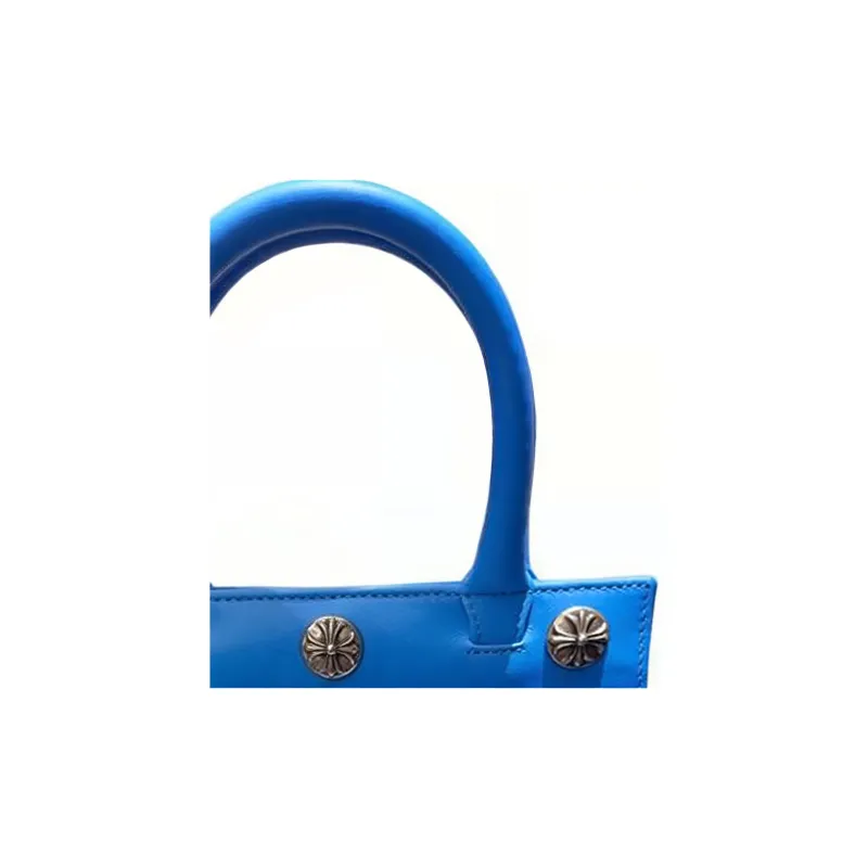 Chrome Hearts PVC And Leather Trim Shopping Bag One Shoulder Handbags Small Size Women's Blue-1