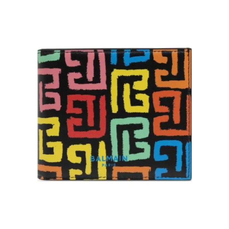 BalmainHair Calfskin Wallet Men's Black Multicolor-1