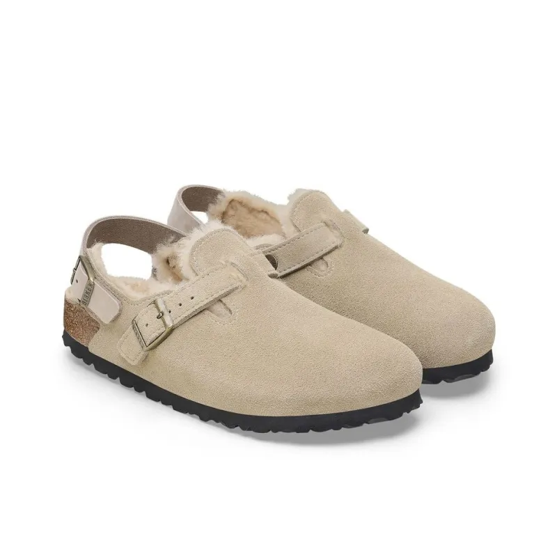Birkenstock Tokio Shearling Low Top Casual Shoes Unisex Taupe Regular-2