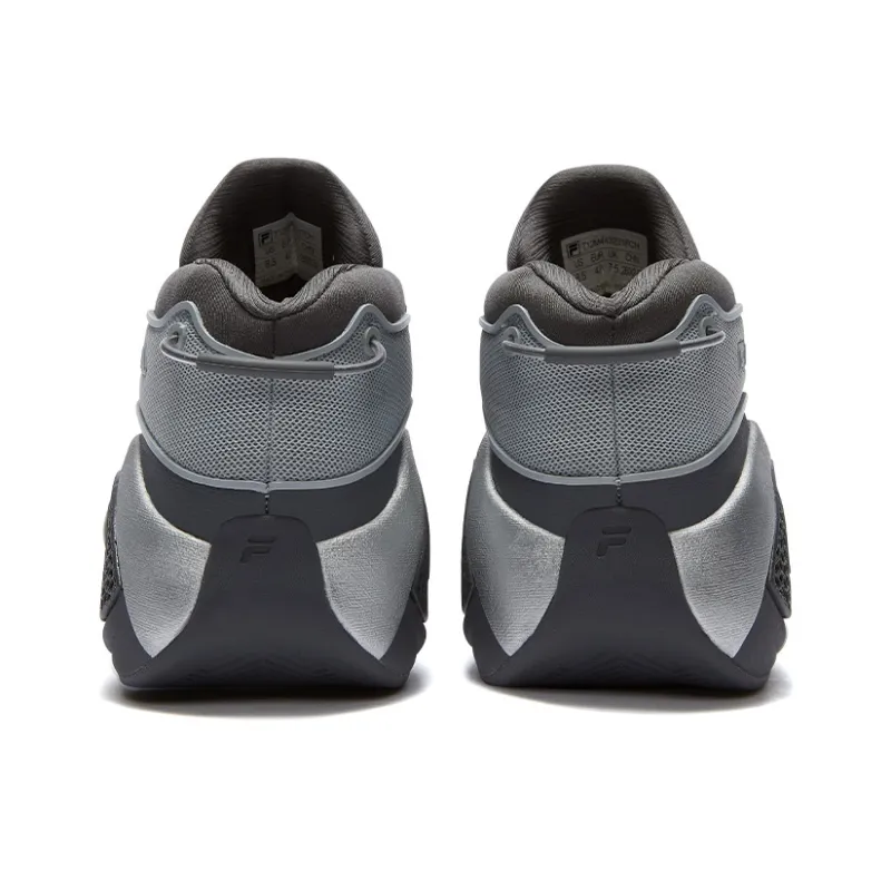 FILA FUSION Wear-Resistant Mid-Top Vintage Basketball Shoes Men's Castle Gray-3