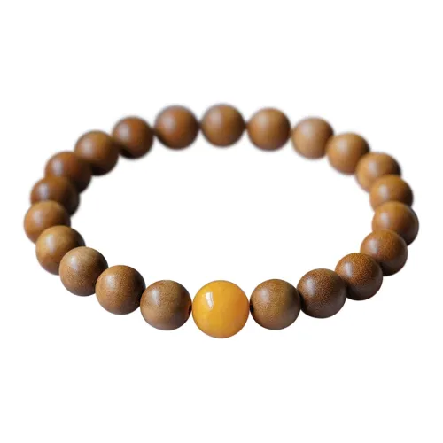 FANGYUANXIAOFU Laoshan Sandalwood Premium Wooden Product Plain Loop Beaded Bracelet Unisex