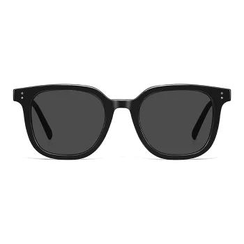 Wood Premium TR/Memory Plastic Square Sunglasses Unisex Black, Clear White