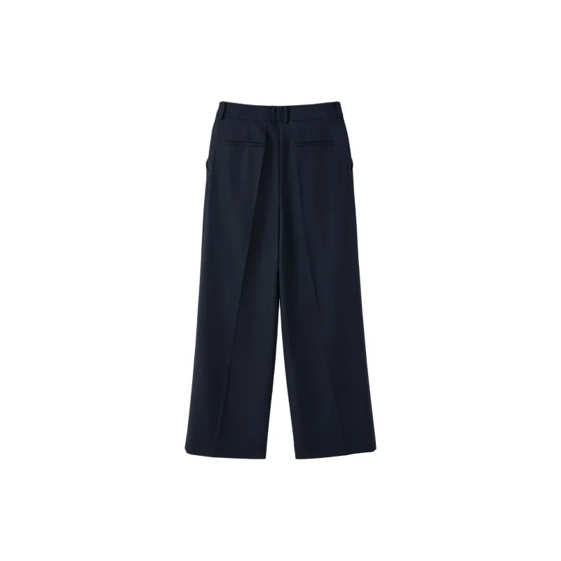 RECTO FW24 GATHERED WAIST BAND WOOL BLEND PANTS Casual Pants Women's DARK NAVY/Dark Marine Blue-1