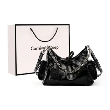Carnival Keep Cow Leather Tote Crossbody Bag Shoulder Bag Regular Women's Black/White