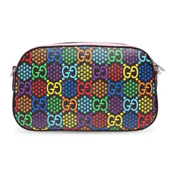 GUCCI Leather Camera Bag Shoulder Bag Crossbody Bag Small Size Women's Pink/Multicolor